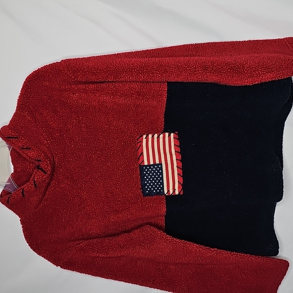 Caruana Vintage 90's streetcar deep pile fleece American flag sweatshirt sz M
